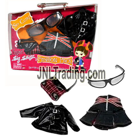 MGA Entertainment Bratz Big Babyz Fashion Pack Set - PRETTY 'N' PUNK with Black Leather Jacket, Sunglasses, Denim Skirt and Handbag