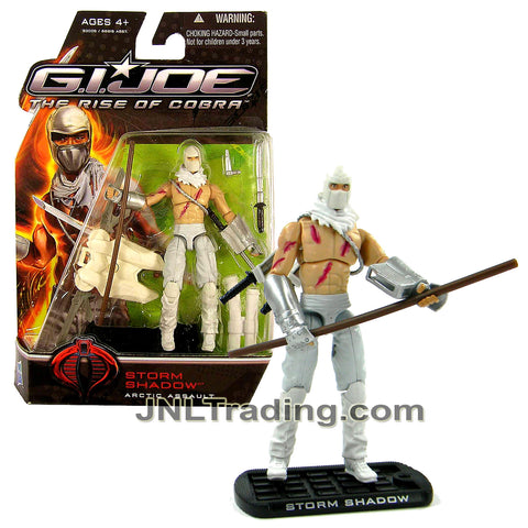 Year 2009 GI JOE Movie The Rise of Cobra Series 4 Inch Figure - Arctic Assault STORM SHADOW with Katanas, Gauntlets, Backpack, Staff and Display Base