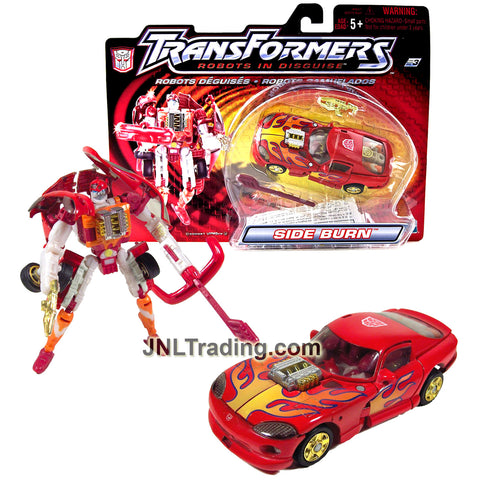 Year 2001 Transformers Robots In Disguise Combiners Series 5 Inch Tall Figure -  Red Speedy Knight SIDE BURN with Blaster Gun and Bow (Dodge Viper)