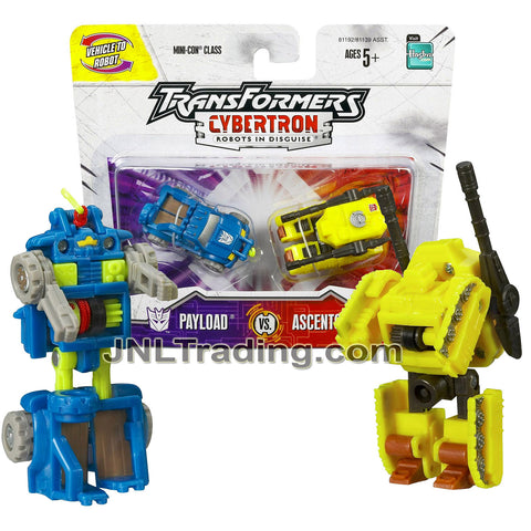 Year 2005 Transformers Cybertron Series 2 Pack Mini-Con Class 2.5 Inch Tall Figure - PAYLOAD (Pick-Up Truck) Vs ASCENTOR (Battle Tank)