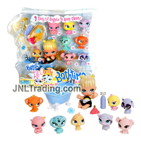 MGA Entertainment Bratz Lil' Angelz Bathtime Series 4 Inch Doll Set with CLOE (#736), 8 Little Pets, Bathtub and Bath Accessories