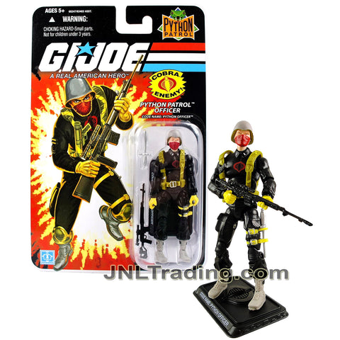 Year 2007 GI JOE A Real American Hero Series 4 Inch Figure -  PYTHON PATROL OFFICER with Sniper Rifle, Battle Knife, Helmet and Display Base