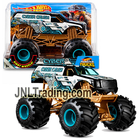 Year 2018 Hot Wheels Monster Trucks 1:24 Die-Cast Metal Truck – CYBER CRUSH FYJ91 with Giant Monster Tires, Working Suspension and 4-Wheel Steering