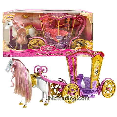 Year 2007 Disney Princess Enchanted Tales MUSICAL CAROUSEL COACH with White Horse