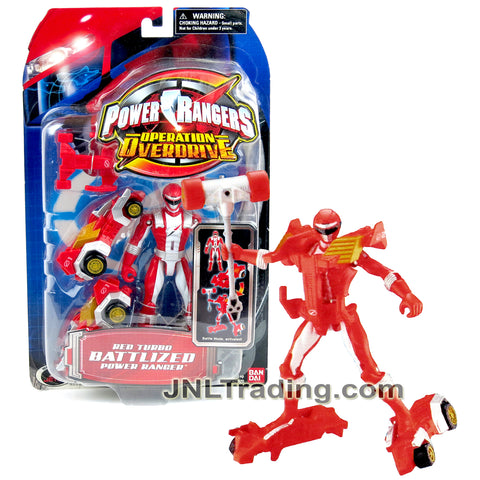 Year 2006 Power Rangers Operation Overdrive Series 5.5 Inch Tall Figure - RED TURBO BATTLIZED POWER RANGER with Battle Gear