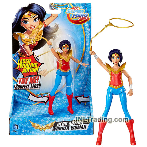 Year 2016 DC Super Hero Girls Series 6 Inch Tall Figure - Hero Action WONDER WOMAN with Lasso Twirling Feature
