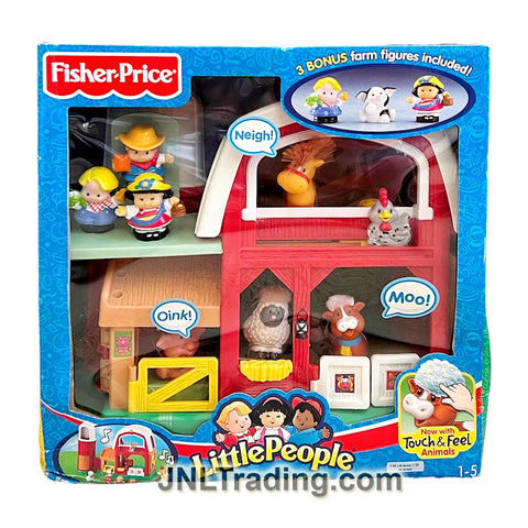 Year 2006 Little People Touch & Feel ANIMAL SOUNDS FARM with Farmer Jed, Cow, Sheep, Horse and Pig Plus 3 Bonus Figures