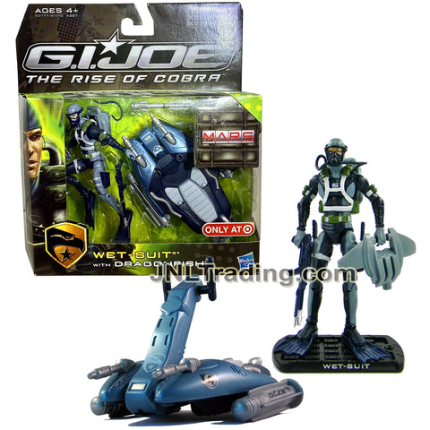 Year 2009 GI JOE Movie The Rise of Cobra Series 4 Inch Figure with Vehicle Set - DRAGONFISH with WET-SUIT Plus Harpoon and Display Base