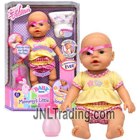 MGA Zapf Creation BABY Born 13 Inch Doll - MOMMY'S LITTLE WONDER with Bottle, Pacifier, Burping Cloth & 2 Diapers (Baby Drinks, Wets, Burps & Kicks)