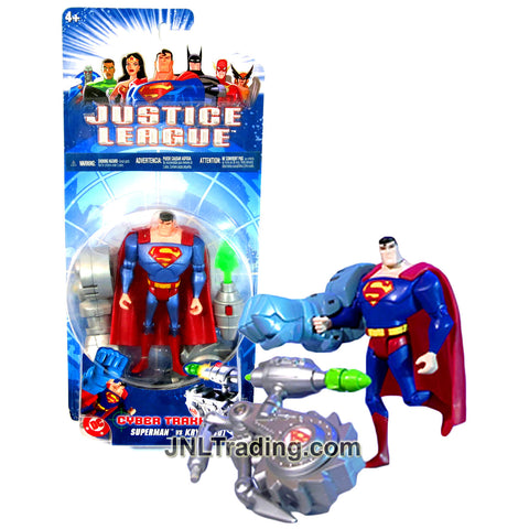 Year 2004 Justice League Cyber Trakkers Series 4-1/2 Inch Tall Figure - SUPERMAN with Fury Fist vs KRYPTOBOT with Krypton Missile Launcher
