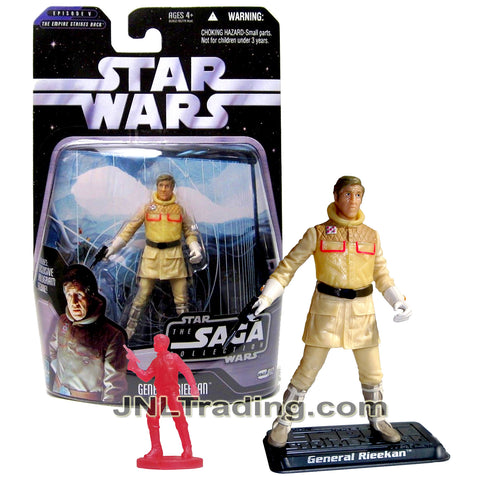 Year 2006 Star Wars The Saga Collection The Empire Strikes Back 4 Inch Figure - GENERAL RIEEKAN with Blaster, Display Base and Han Solo Hologram