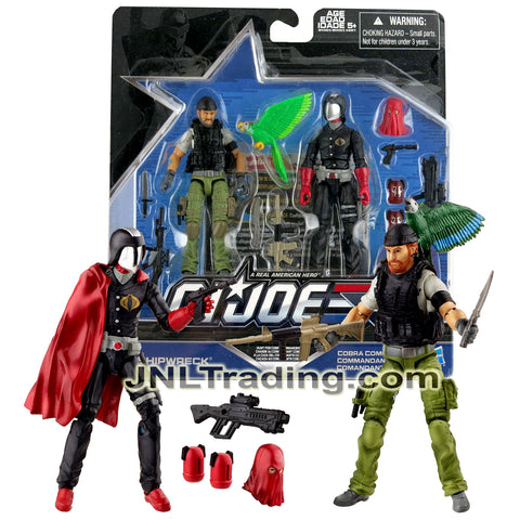 Year 2015 G.I. JOE 50 Series 2 Pack 4 Inch Tall Figure Set - HUNT FOR COBRA COMMANDER - SHIPWRECK and COBRA COMMANDER with Weapons, Bases and Cards