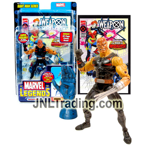 Year 2006 Marvel Legends Giant Man Series 6 Inch Figure - Age of Apocalypse WEAPON X (Burnt Face Variant) with Comic and Giant Man's Left Hand