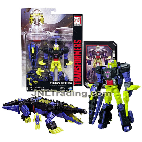Year 2016 Transformers Generations Titans Return Series Deluxe Class 5.5 Inch Figure - GATORFACE and DECEPTICON KROK with Blaster and Card (Crocodile)