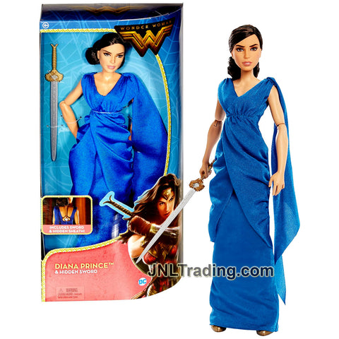 Year 2016 DC Comics Wonder Woman Movie Series 12 Inch Doll Set - DIANA PRINCE FDF36 in Blue Gown with Sword and Hidden Sheath
