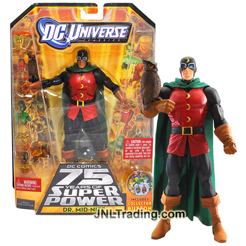 Year 2009 DC Universe Wave 12 Classics Series 6 Inch Tall Figure #4 - DR. MID-NITE with Owl Hooty, Darkseid's Left Arm Plus and Collector Pin