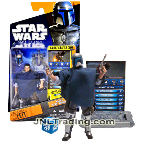 Year 2010 Star Wars Galactic Battle Game Saga Legends 4 inch Figure - JANGO FETT SL05 with Blaster, Helmet, Jet Pack, Battle Game Card, Die and Base