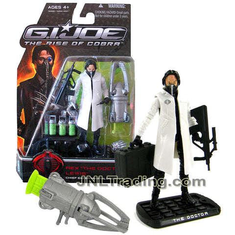 Year 2009 GI JOE Movie The Rise of Cobra 4 Inch Figure - White Coat Experimental Chief REX THE DOCTOR LEWIS with Gun, Suitcase, Rifle & Display Base
