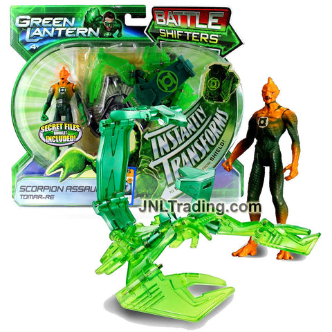 Year 2010 DC Green Lantern Movie Series Battle Shifters 4 Inch Tall Action Figure - Scorpion Assault TOMAR-RE with Scorpion Shield & Secret Files