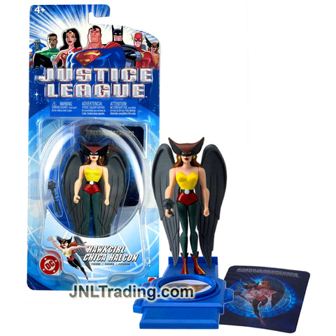 Year 2003 DC Comics Justice League Series 5 Inch Tall Action Figure - HAWKGIRL with Battle Mace Plus Display Base and Card