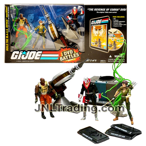 Year 2008 GI JOE A Real American Hero Build the M.A.S.S. Device Machine Series 4 Inch Figure Set #2 with ROADBLOCK, LADY JAYE and DESTRO Plus DVD