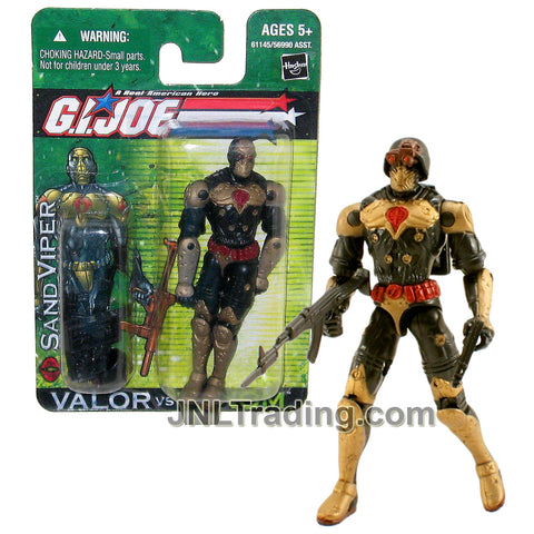 Year 2004 GI JOE A Real American Hero Valor vs Venom 4 Inch Figure - Cobra Desert Infiltrators SAND VIPER with Submachine Gun, Bayonet Rifle & Helmet