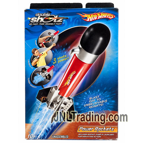 Year 2005 Hot Wheels Double Shotz Power Rocketz J2520 Water-Powered Flying Rocket Vehicle with Pump, Slingshot Launcher & Accessories