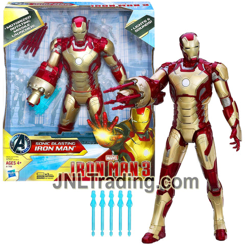 Year 2012 Marvel Iron Man Series 13 Inch Electronic Figure SONIC BLASTING IRON MAN with Lights, Sounds, Motorized Missile Launcher and 10 Missiles