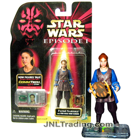Year 1998 Star Wars The Phantom Menace Series 4 Inch Tall Figure - PADME NABERRIE with Pod Race View Screen and CommTech Chip