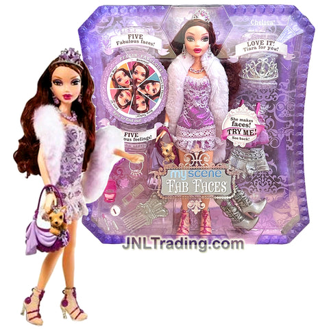 Year 2006 Barbie My Scene Fab Faces 12 Inch Doll - CHELSEA J1139 with Tiara, Necklace, Sunglasses, Extra Outfit, Purse and Dog Puppy