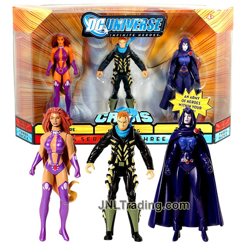 Year 2008 DC Universe Infinite Heroes Crisis Series 3 Pack 4 Inch Tall Figure Set #4 with STARFIRE, CAPTAIN BOOMERANG, and RAVEN