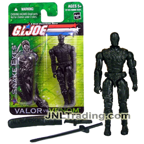 Year 2004 GI JOE A Real American Hero Valor vs Venom 4 Inch Figure - Covert Mission Specialist SNAKE EYES with Submachine Gun, Katana Sword and Sheath