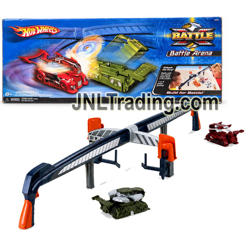 Year 2005 Hot Wheels Battle X Battle Arena G8334 Build for Battle Vehicle Playset with Arena Track, Launchers and Accessories