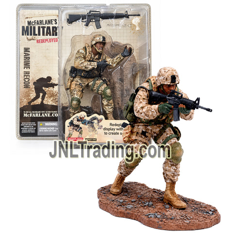 Year 2005 McFarlane’s Military Redeployed 6 Inch Figure - MARINE RECON African American with Combat Gear, M4A1 Assault Rifle and Custom Display Base