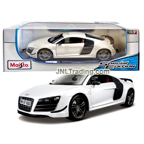 Maisto Special Edition Series 1:18 Scale Die Cast Car Set - White Sports Coupe AUDI R8 GT with Display Base