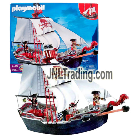 Year 2010 Playmobil 5950 PIRATES SKULL BONES PIRATE SHIP (76 Pcs)