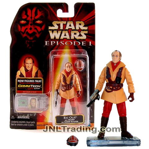 Year 1998 Star Wars The Phantom Menace Series 4 Inch Tall Figure - Pilot RIC OLIE with Helmet, Naboo Blaster and CommTech Chip