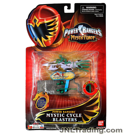 Year 2006 Power Rangers Mystic Force Series 4.5 Inch Long Vehicle Set - Green Mystic Cycle Blasters with Launching Pad Plus Green Power Ranger Figure