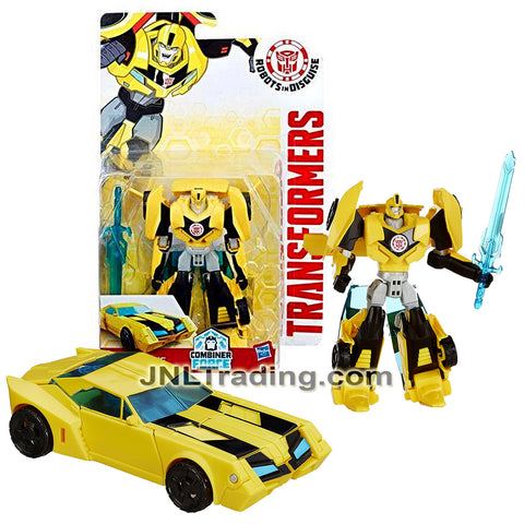 Year 2016 Transformers Robots in Disguise Combiner Force Warriors Class 5.5 Inch Tall Figure - BUMBLEBEE with Sword (Sports Car)
