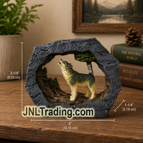 Regal Elites Vista Rock Series 4 Inch Long Wildlife Sculpture - HOWLING WOLF (Dim: 4" x 3-1/4" x 1")