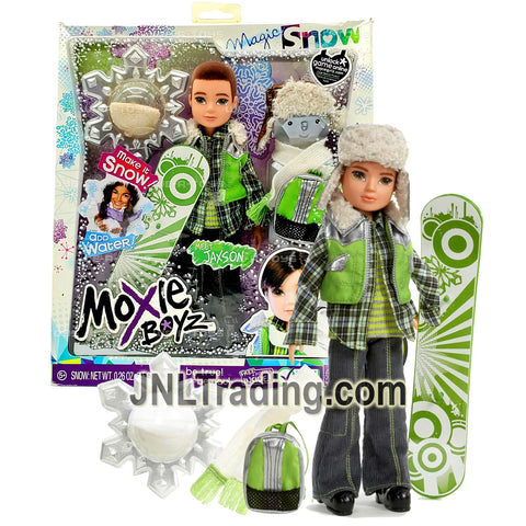 MGA Moxie Boyz Magic Snow Series 10 Inch Doll - JAXSON with Hat, Backpack, Snowboard, Scarf and Snow