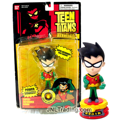 Year 2003 DC Comics Teen Titans Go! Series 5 Inch Tall Electronic Action Figure : SUPER-DEFORMED ROBIN with Power Sound & Head Shaking Feature