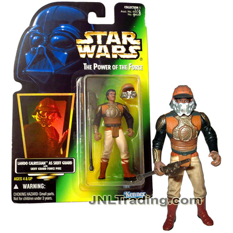 Year 1996 Star Wars Power of The Force Series 4 Inch Figure - LANDO CALRISSIAN as Skiff Guard with Force Pike and Helmet