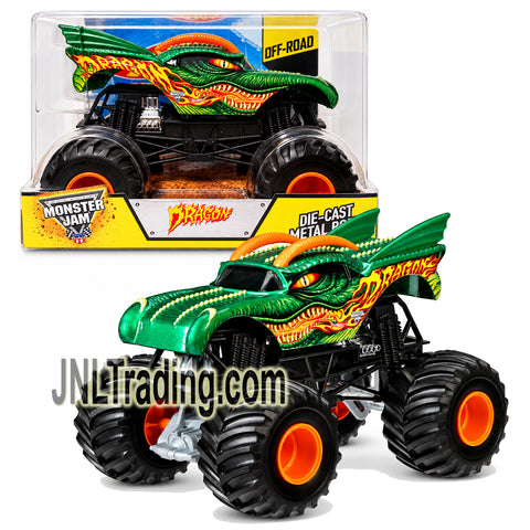 Year 2015 Hot Wheels Monster Jam 1:24 Scale Die-Cast Metal Monster Truck – DRAGON CGD65 with Suspension & 4-Wheel Steering