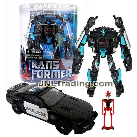 Year 2007 Transformers Movie Series Exclusive Canister Deluxe Class 6 Inch Tall Figure - BARRICADE with Decepticon Frenzy (Saleen S281 Police Car)