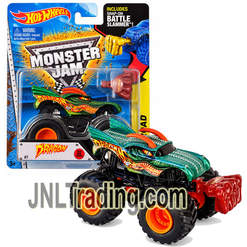 Year 2014 Hot Wheels Monster Jam OFF-ROAD Series 1:64 Scale Die Cast Metal Truck - DRAGON CFT42 with Snap-On Battle Slammer (3-1/2" x 2-1/4" x 2-1/2")