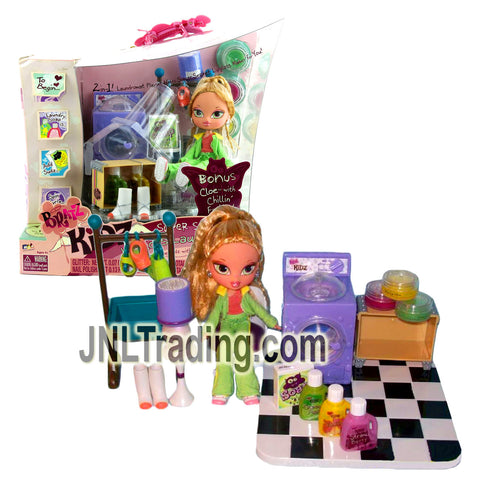 MGA Entertainment Bratz Kidz Series 7 Inch Doll Set - SUPER SECRET LIPGLOSS LAUNDROMAT with Laundry Machine, Cloth Hanger, Checker Mat & CLOE Doll