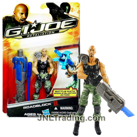 Year 2011 G.I. JOE Movie Retaliation Series 4 Inch Figure - ROADBLOCK with Attached Hand Grip , Pop Up Blade and Missile Launcher