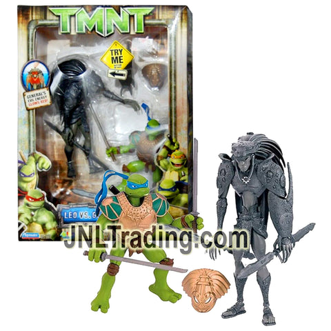 Year 2006 Teenage Mutant Ninja Turtles TMNT Movie Series 2 Pack Figure Set - LEO vs GENERAL GATO with Ancient Armor and Accessories