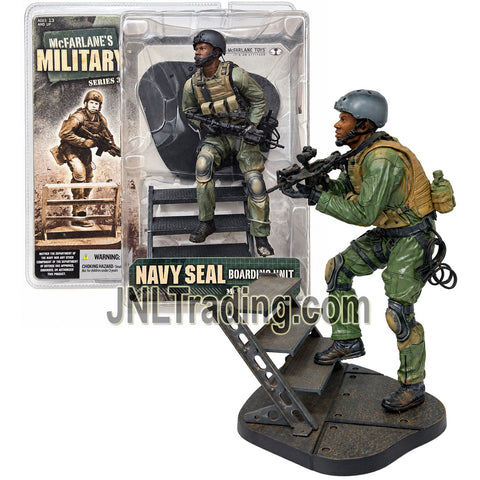 Year 2006 McFarlane’s Series 3 Military 6 Inch Action Figure - NAVY SEAL Boarding Unit with Gear, M4 Rifle, 9mm Service Pistol & Detailed Display Base